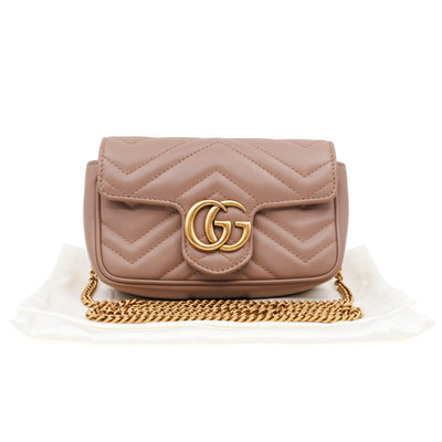 GG Marmont Super Mini Flap Bag Dusty Pink Leather