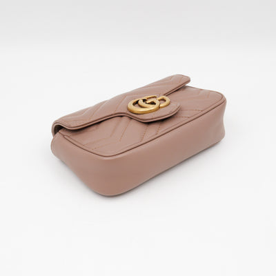 GG Marmont Super Mini Flap Bag Dusty Pink Leather