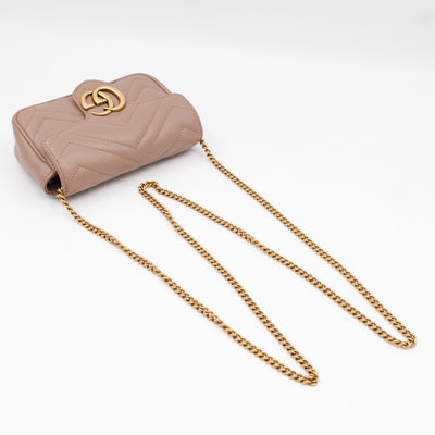 GG Marmont Super Mini Flap Bag Dusty Pink Leather