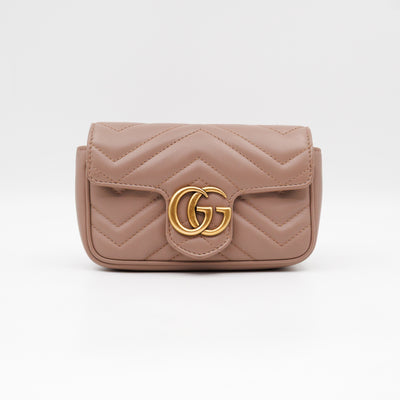 GG Marmont Super Mini Flap Bag Dusty Pink Leather