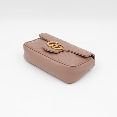 GG Marmont Super Mini Flap Bag Dusty Pink Leather