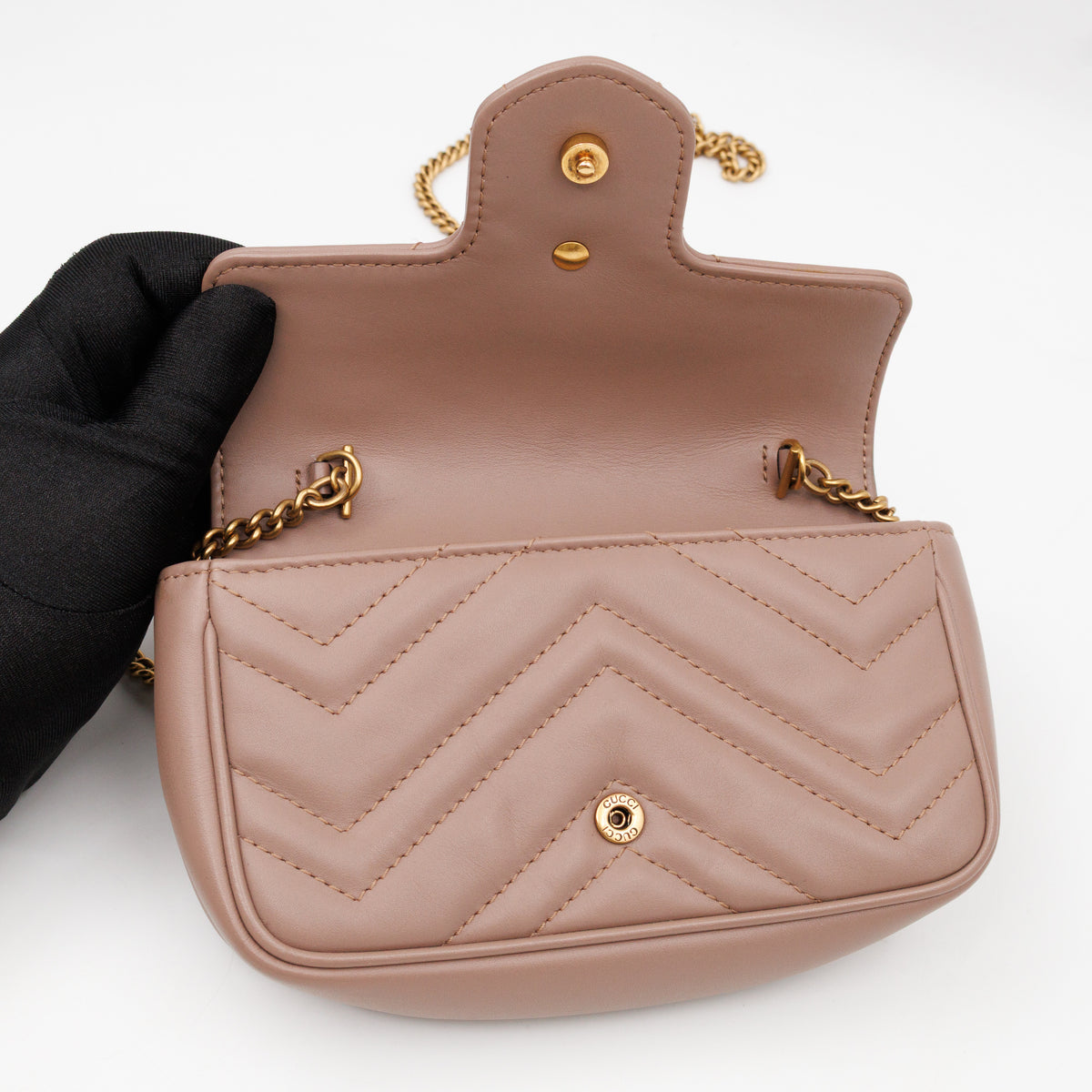GG Marmont Super Mini Flap Bag Dusty Pink Leather