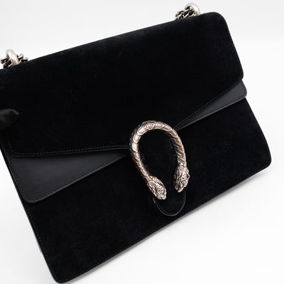 Dionysus Medium Black Suede Leather