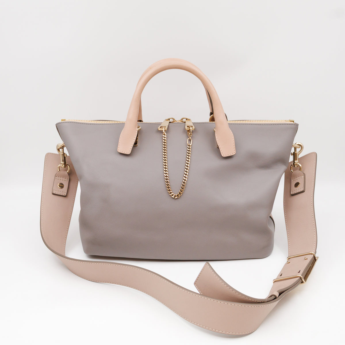 Baylee Medium Two-tone Leather Beige & Grey