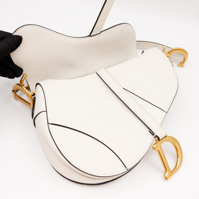 Saddle Bag Medium White Leather