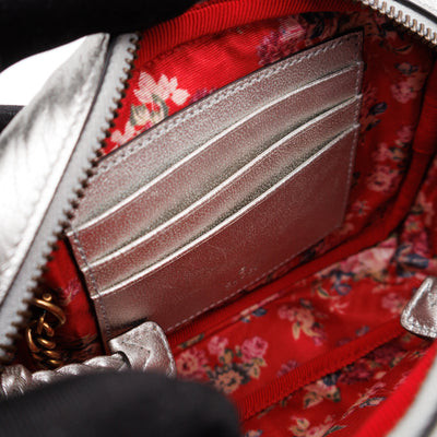 GG Shoulder Bag Silver Metallic Quilted Leather
