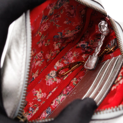 GG Shoulder Bag Silver Metallic Quilted Leather