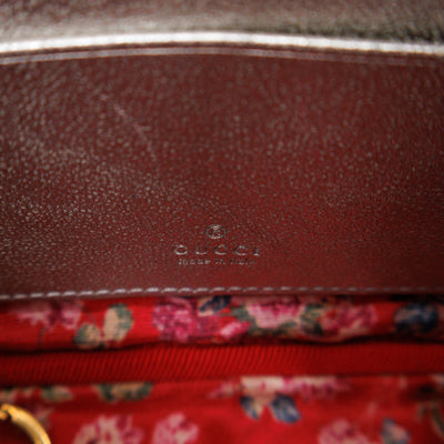 GG Shoulder Bag Silver Metallic Quilted Leather