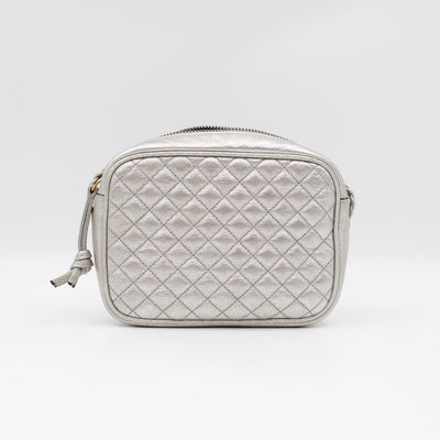 GG Shoulder Bag Silver Metallic Quilted Leather