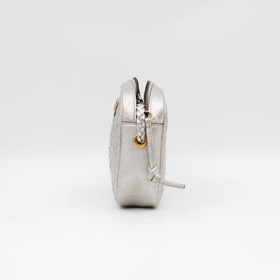 GG Shoulder Bag Silver Metallic Quilted Leather