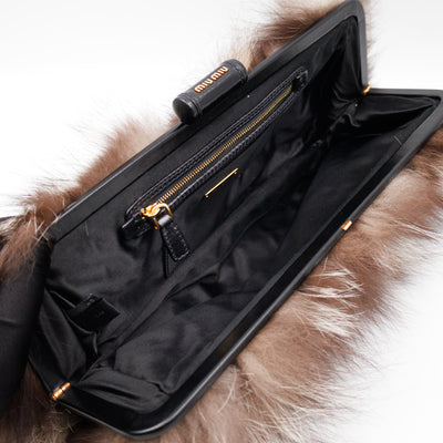 Frame Clutch Natural Fox Fur