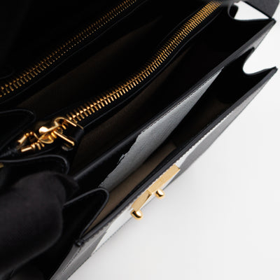 Trunk Bag Medium Black & White Leather