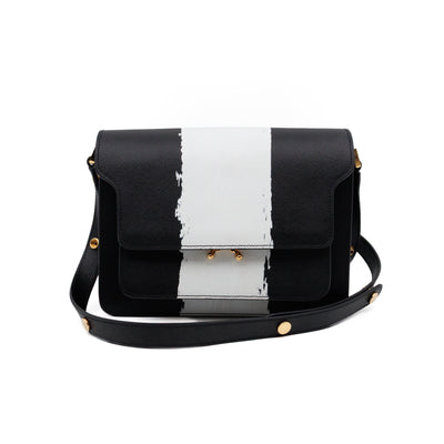 Trunk Bag Medium Black & White Leather
