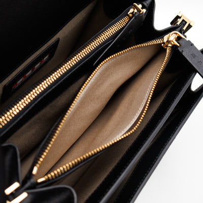 Trunk Bag Medium Black & White Leather