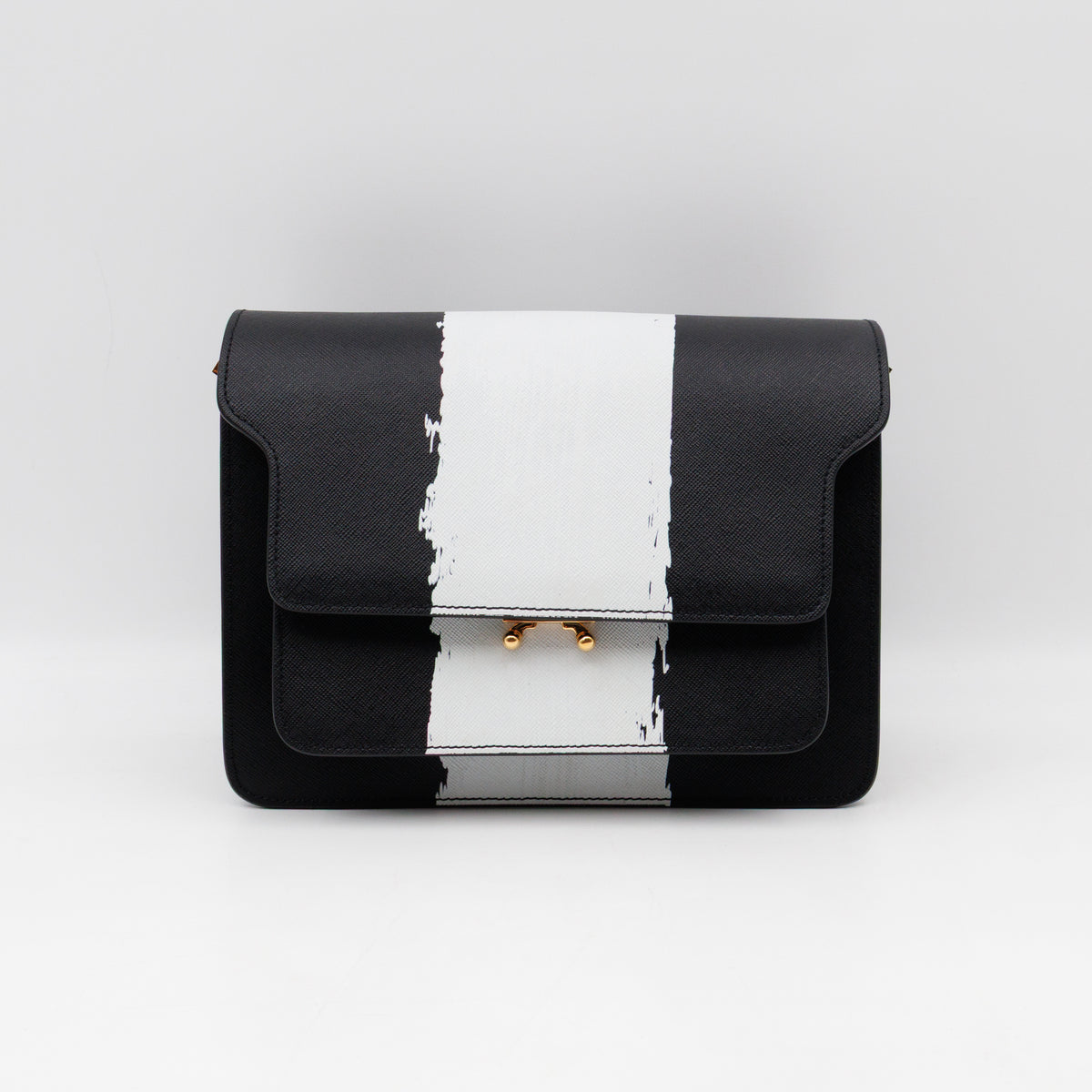 Trunk Bag Medium Black & White Leather
