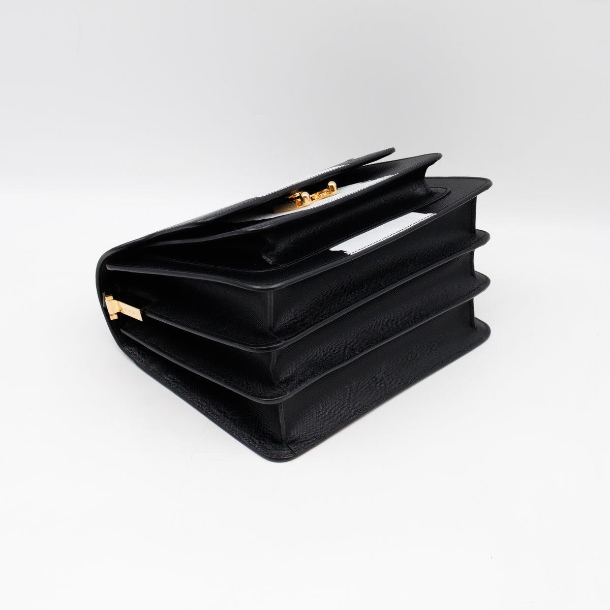 Trunk Bag Medium Black & White Leather