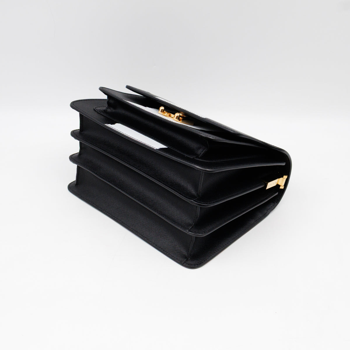 Trunk Bag Medium Black & White Leather