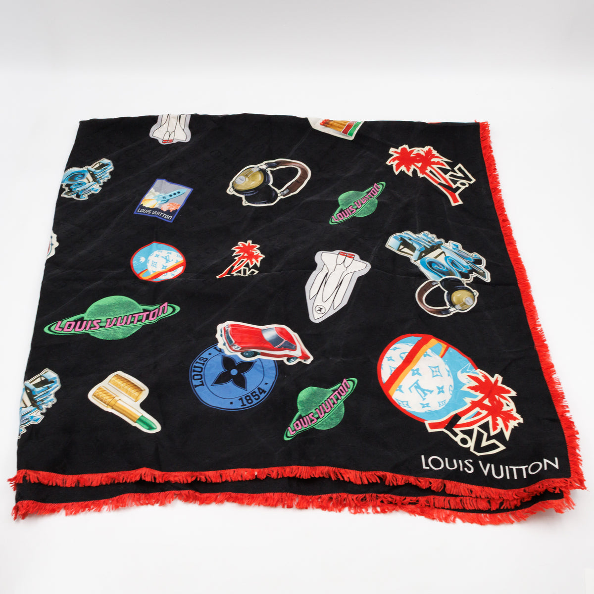 Jean World Tour Silk Scarf 120 cm Black