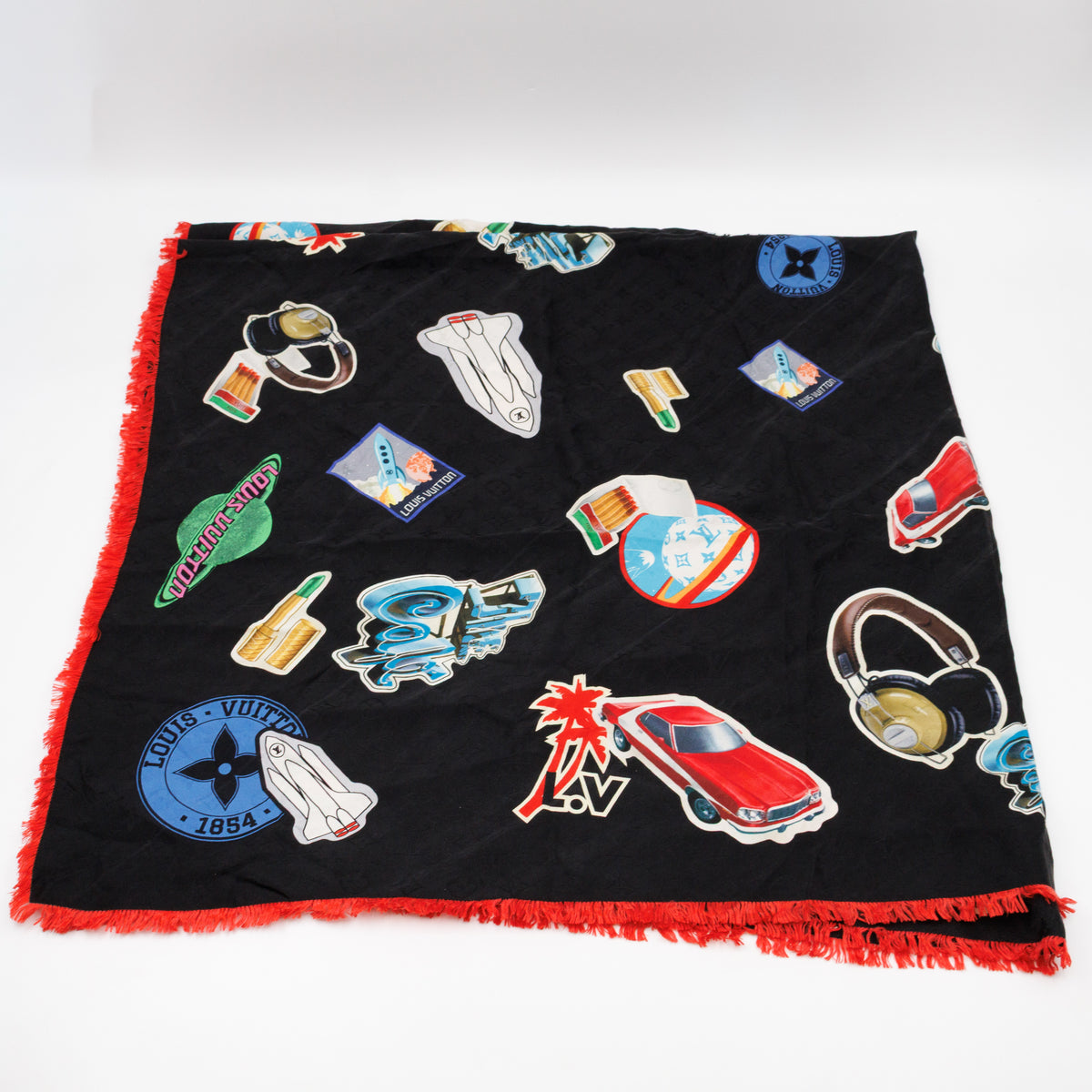 Jean World Tour Silk Scarf 120 cm Black