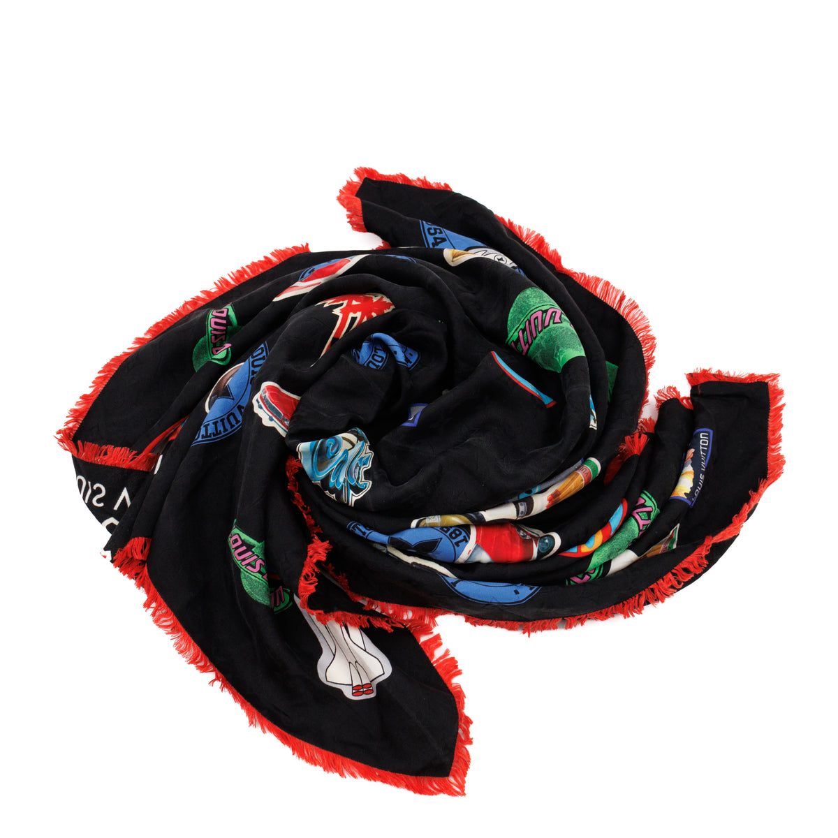 Jean World Tour Silk Scarf 120 cm Black