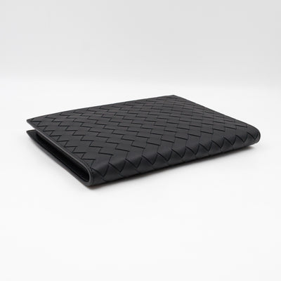 Intrecciato Document Case with Wristlet Small Black Leather