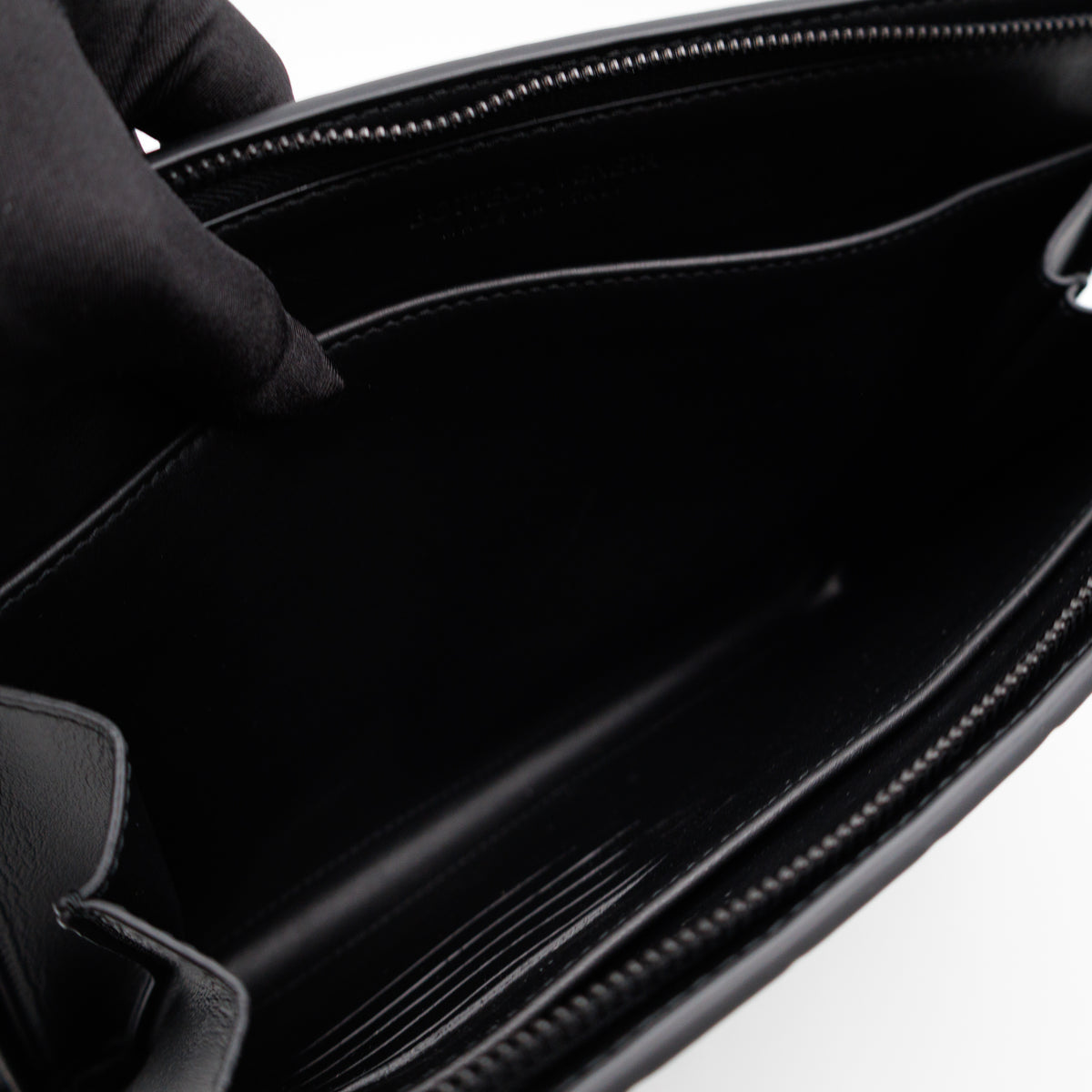Intrecciato Document Case with Wristlet Small Black Leather
