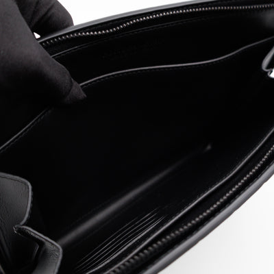 Intrecciato Document Case with Wristlet Small Black Leather