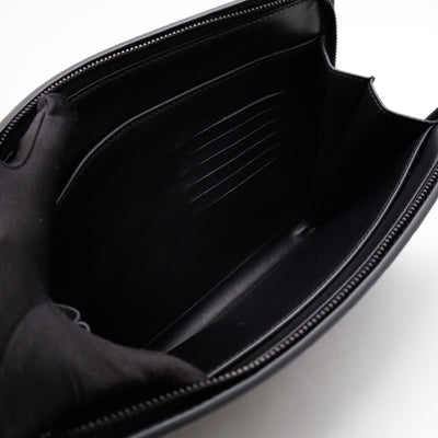 Intrecciato Document Case with Wristlet Small Black Leather
