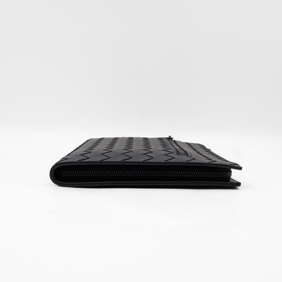 Intrecciato Document Case with Wristlet Small Black Leather
