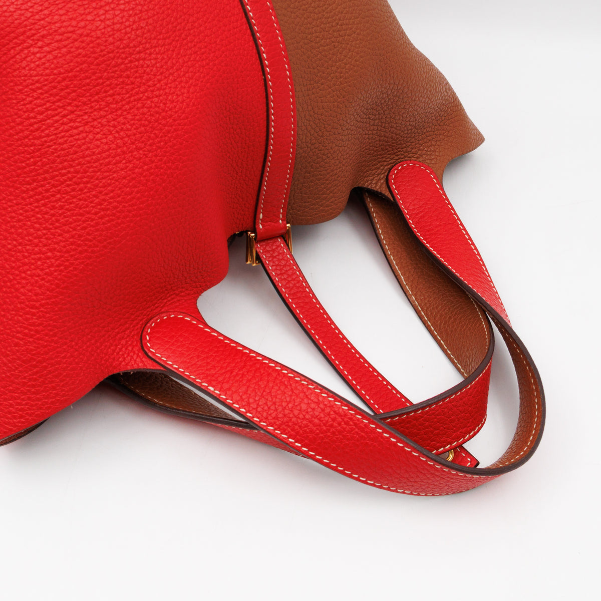 Picotin Lock 22 Red & Brown Taurillon Clemence
