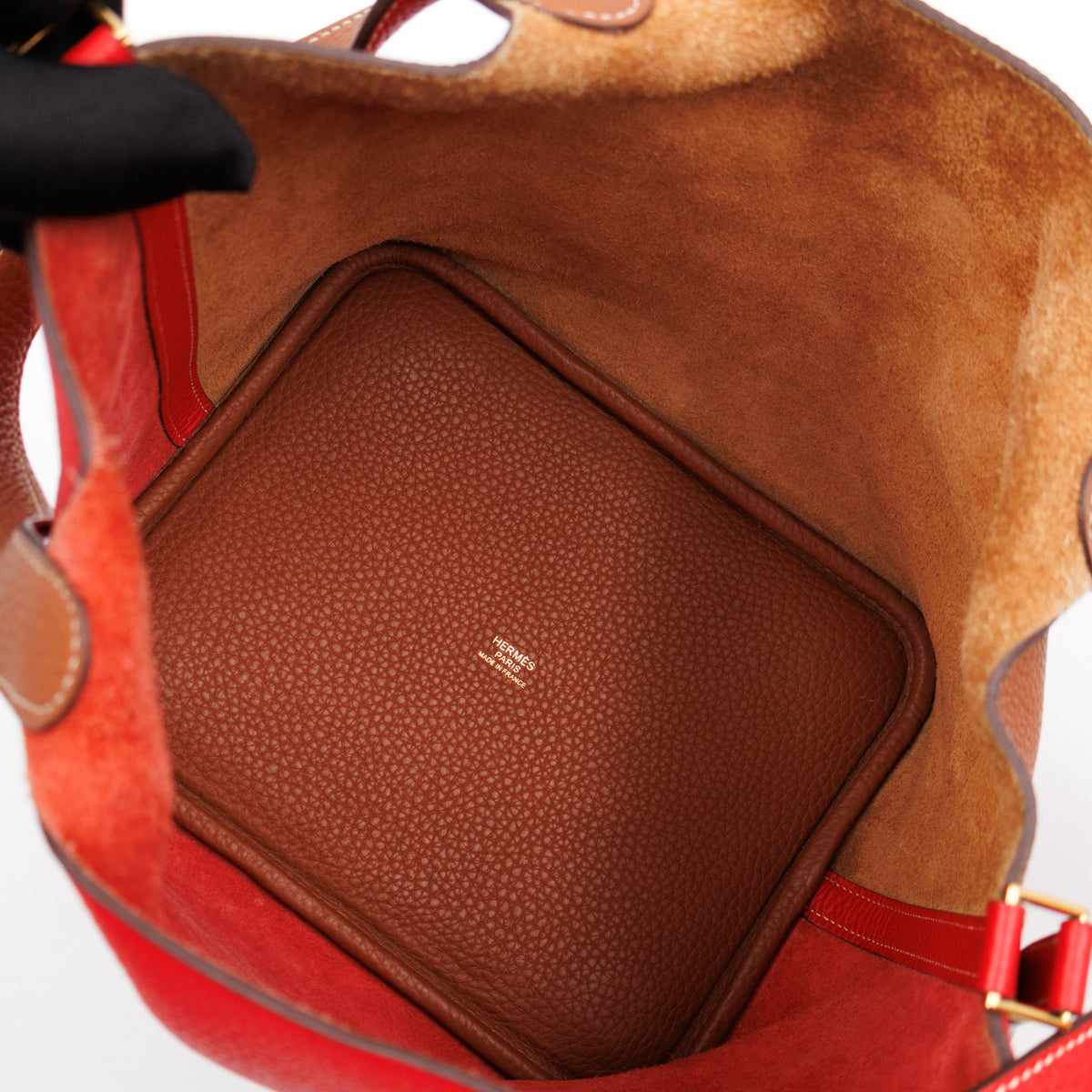 Picotin Lock 22 Red & Brown Taurillon Clemence