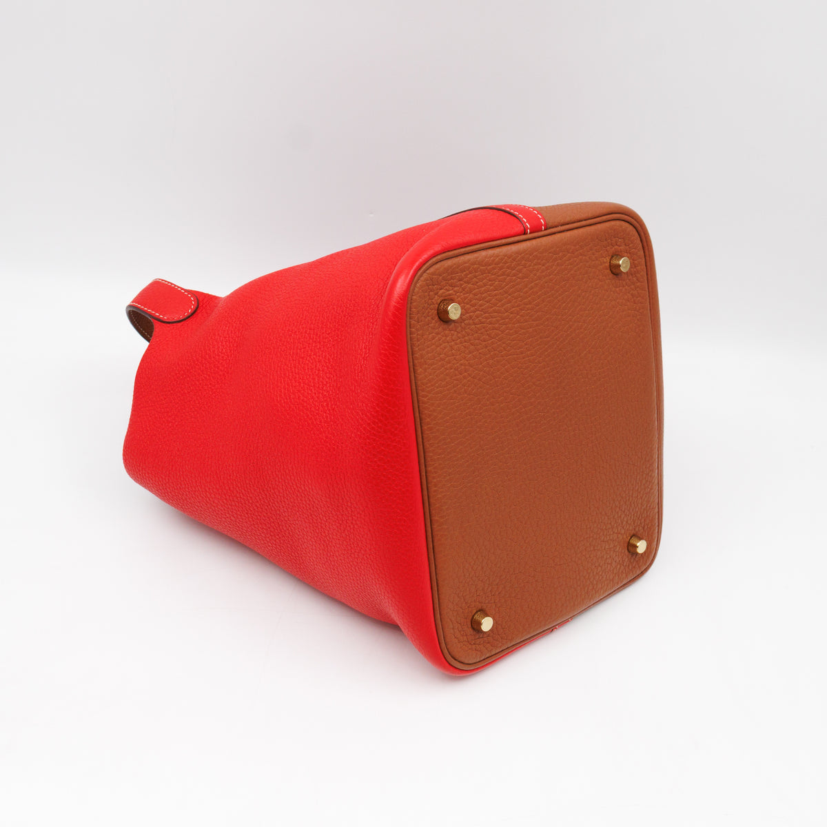 Picotin Lock 22 Red & Brown Taurillon Clemence