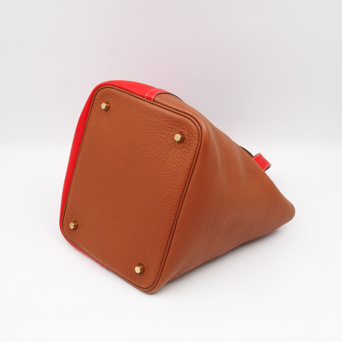 Picotin Lock 22 Red & Brown Taurillon Clemence