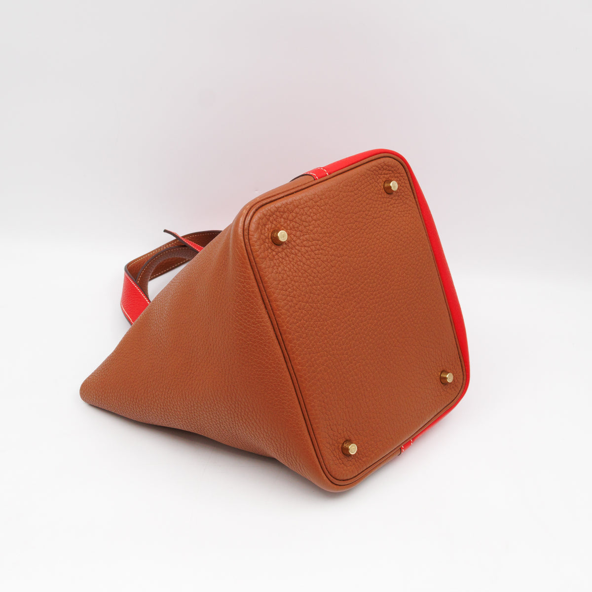 Picotin Lock 22 Red & Brown Taurillon Clemence