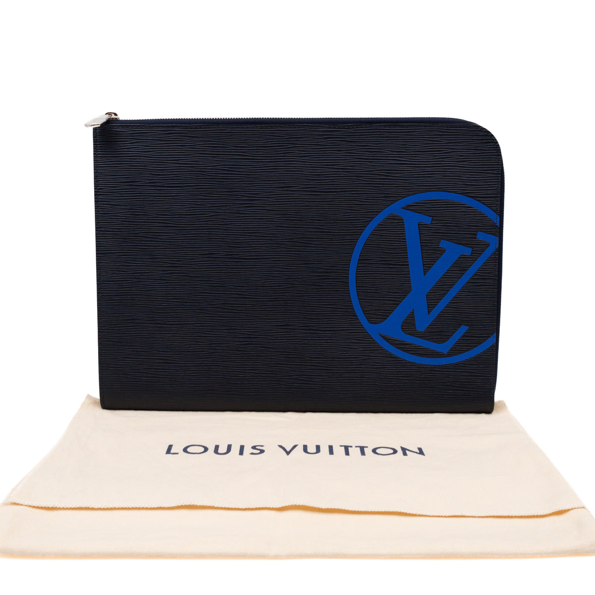 Pochette Jour GM Initials Circle Dark Blue Epi Leather