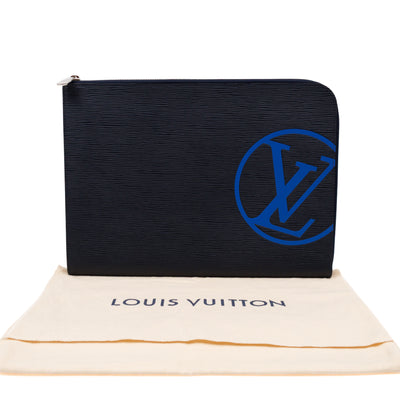 Pochette Jour GM Initials Circle Dark Blue Epi Leather