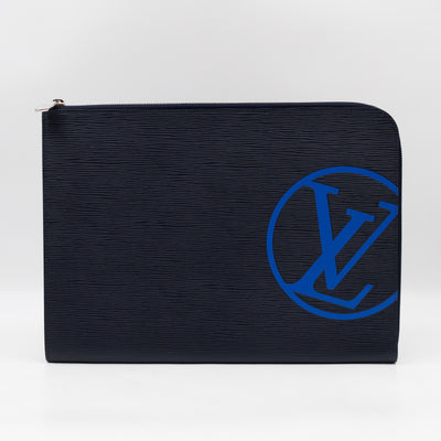 Pochette Jour GM Initials Circle Dark Blue Epi Leather