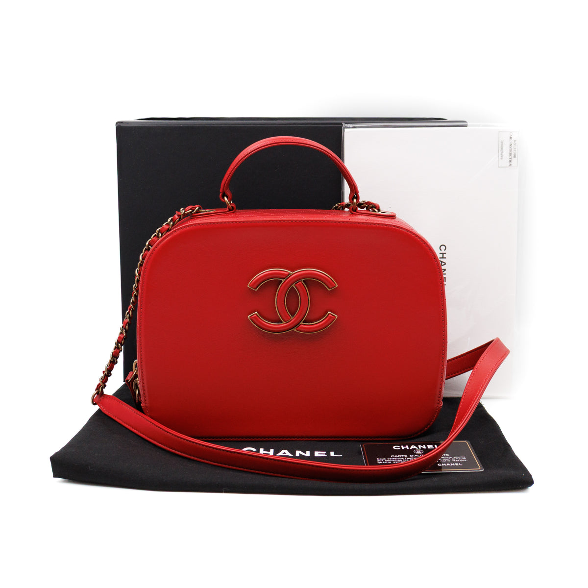 Coco Curve Vanity Case Bag Red Leather