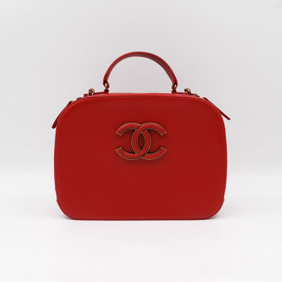 Coco Curve Vanity Case Bag Red Leather