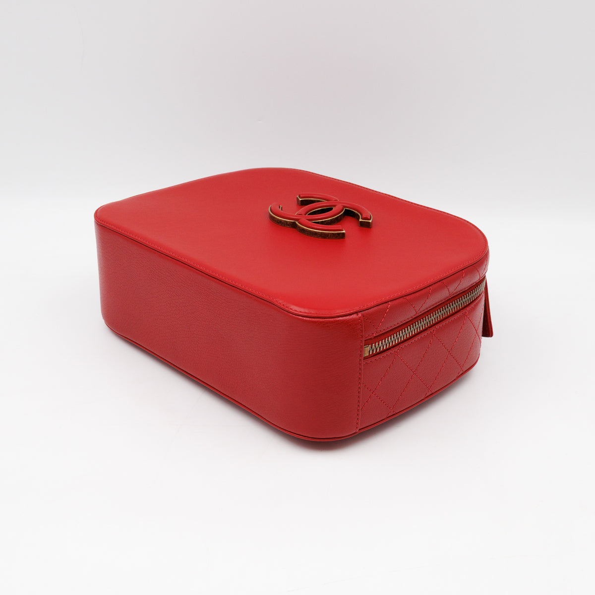 Coco Curve Vanity Case Bag Red Leather