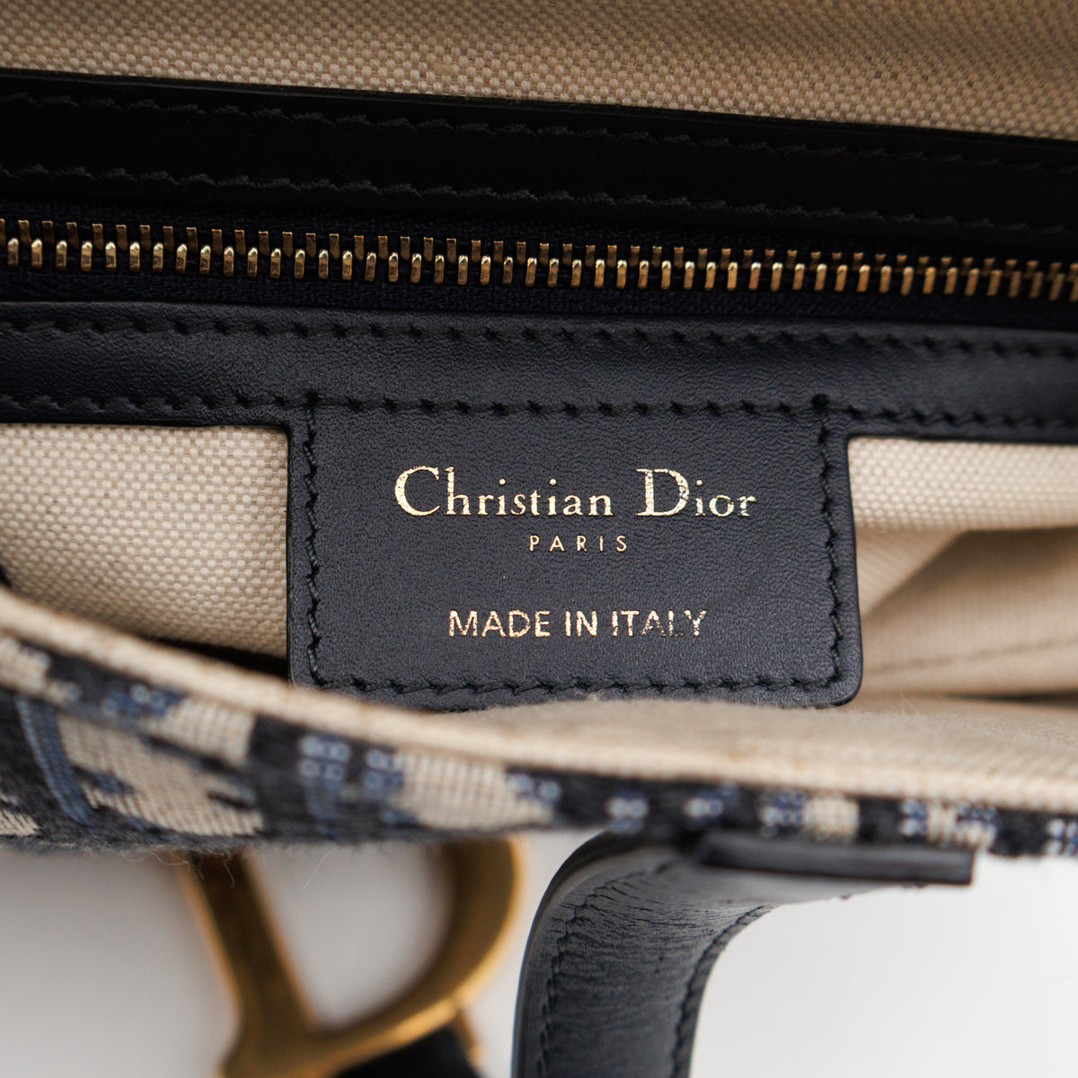 Saddle Bag Medium Blue Dior Oblique Jacquard