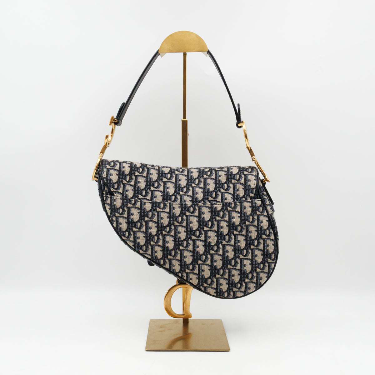Saddle Bag Medium Blue Dior Oblique Jacquard