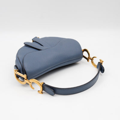 Mini Saddle Bag Blue Leather