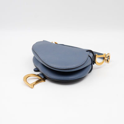 Mini Saddle Bag Blue Leather