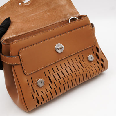 Mini Alexa Teak Mesh Smooth Calfskin Leather