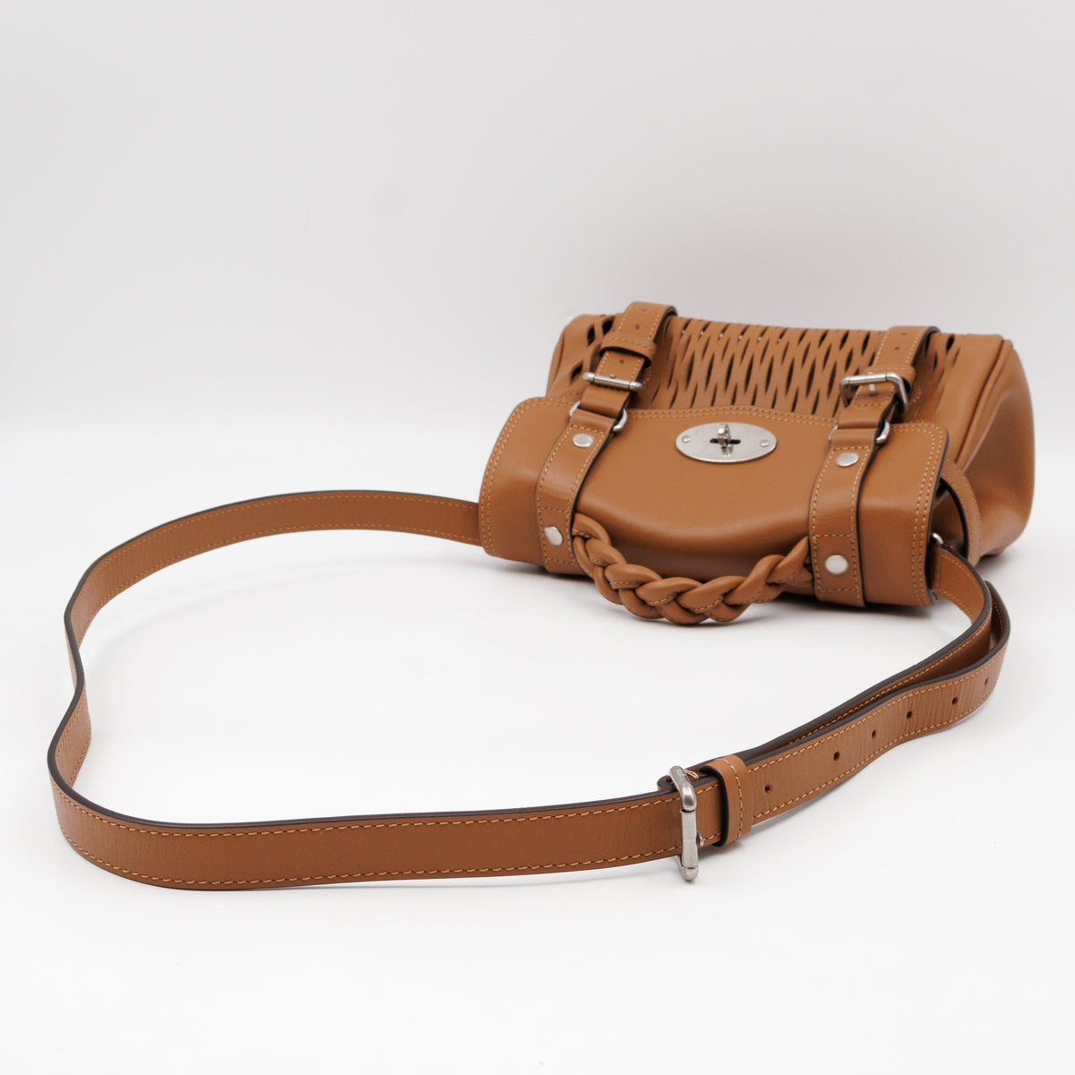 Mini Alexa Teak Mesh Smooth Calfskin Leather