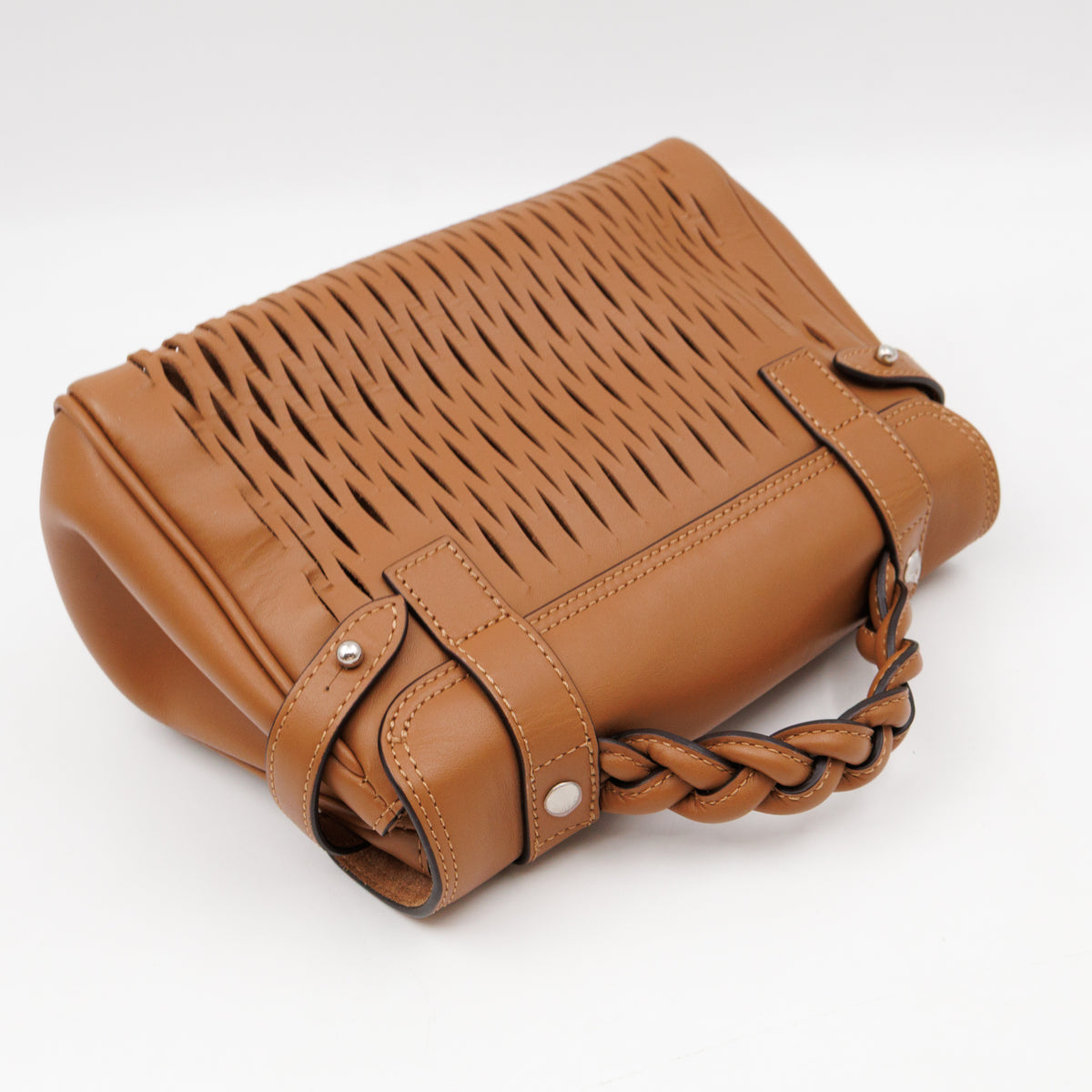 Mini Alexa Teak Mesh Smooth Calfskin Leather