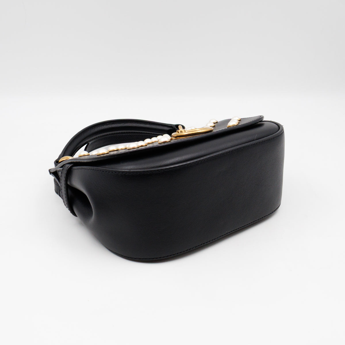 Amberley Small Pearl Satchel Black Leather