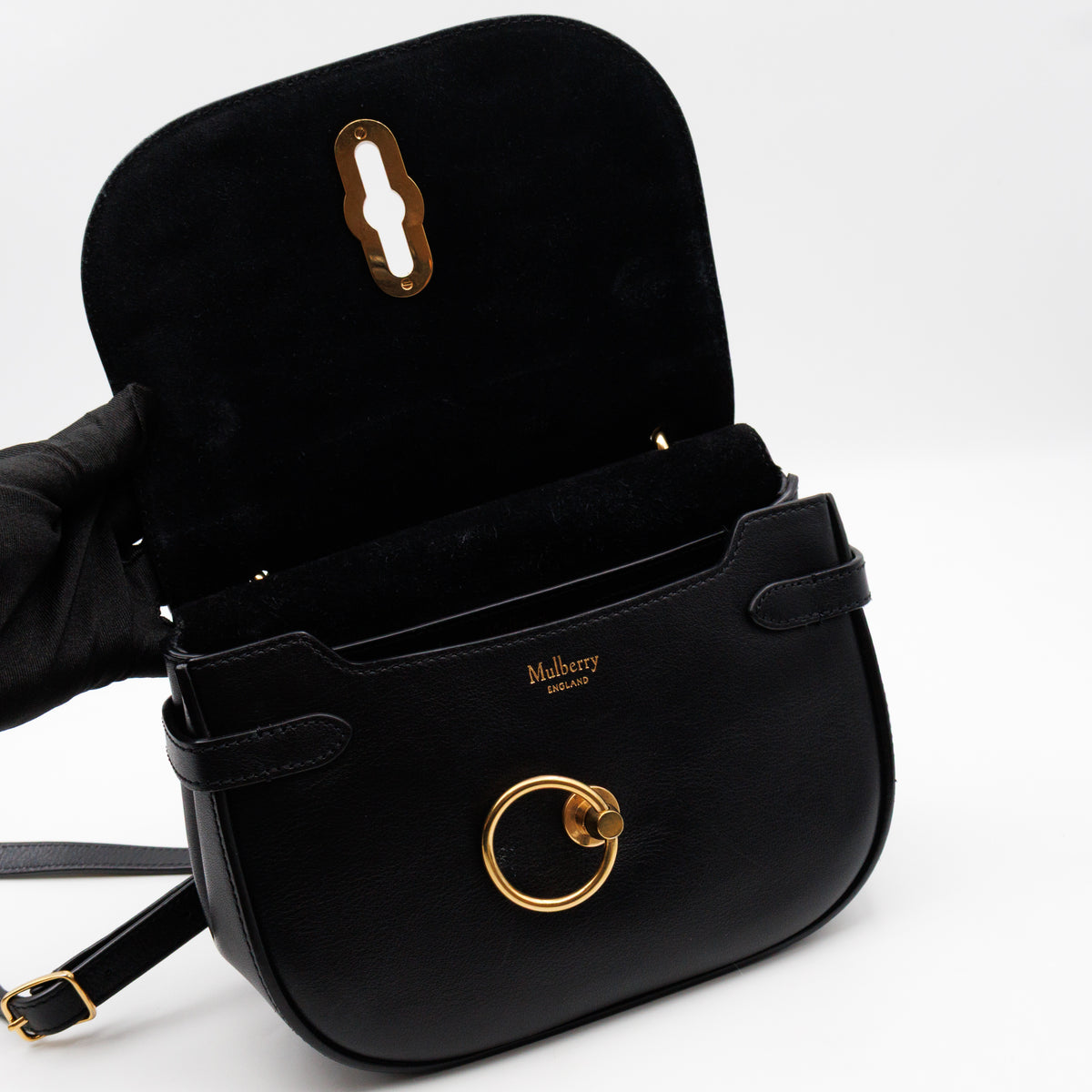 Amberley Small Pearl Satchel Black Leather