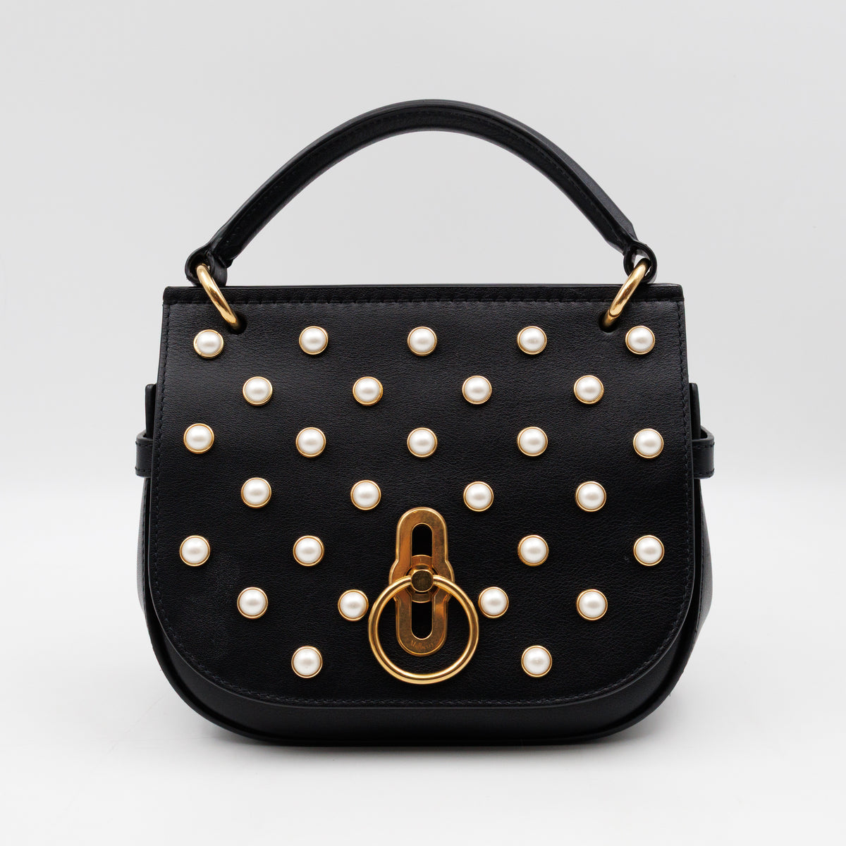 Amberley Small Pearl Satchel Black Leather